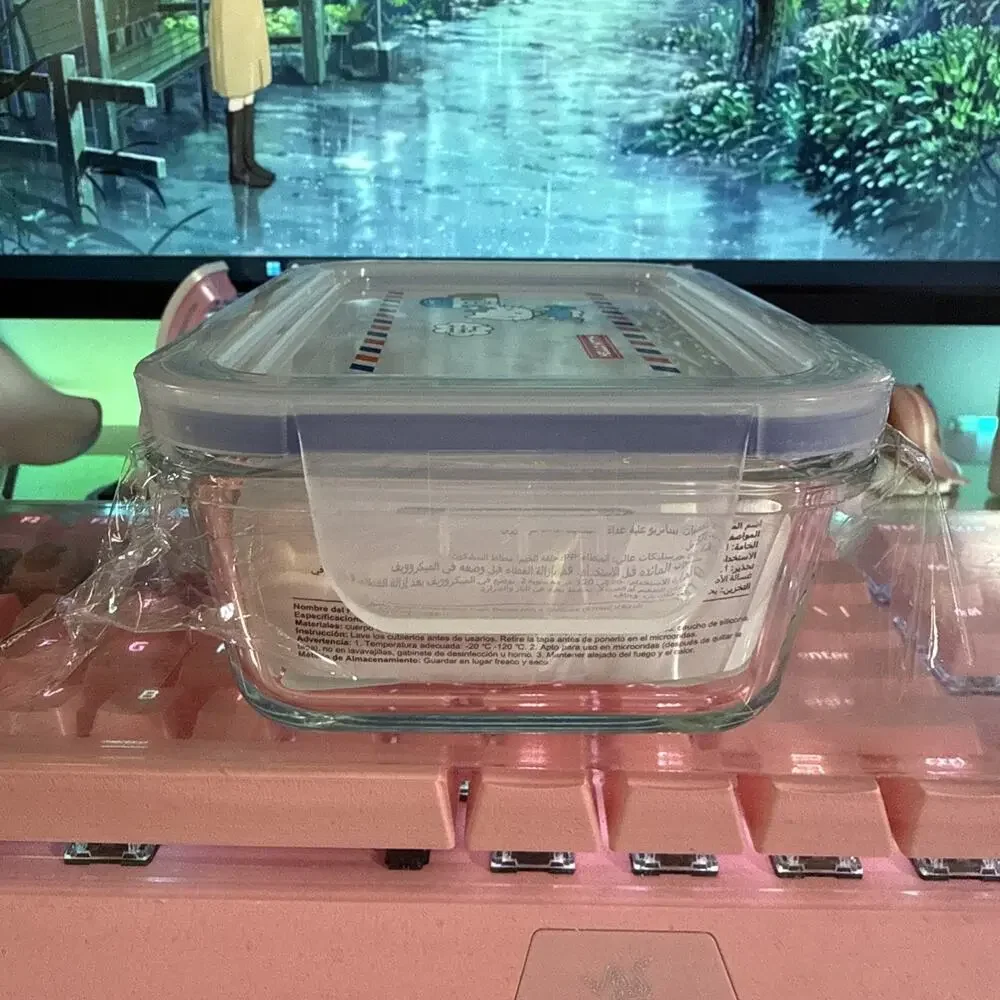 Hello Kitty Storage Container Glass Bento Box Food Lid 4 Flap Snap Sanrio 2023